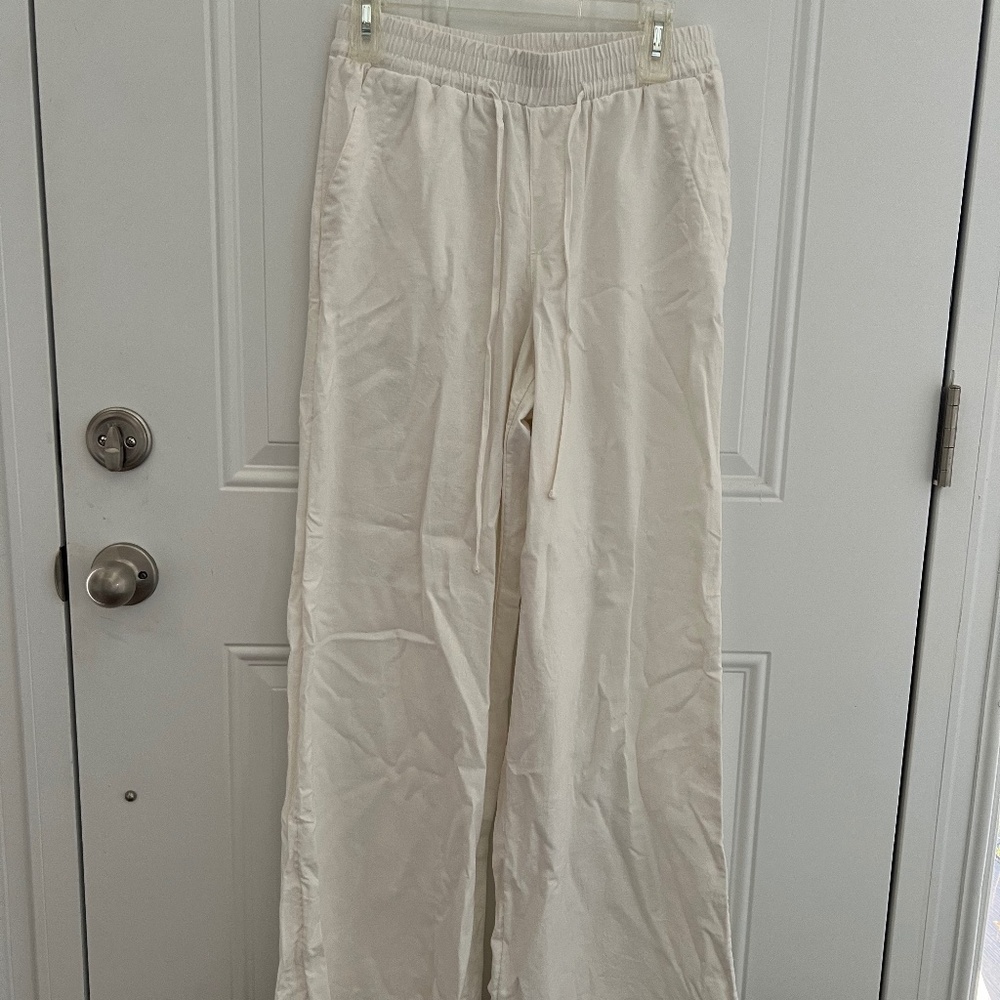 White Linen Blend Pants A New Day Brand